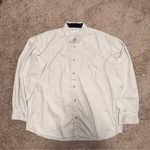 Columbia Sz XXL Button Shirt Long Sleeve 100% Cotton Tan Logo